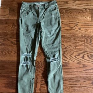 Old Navy Ripped Green Skinny Jeans